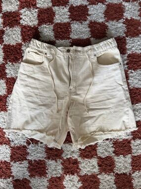 BDG cream high rise denim shorts